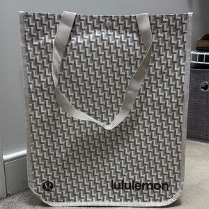 lululemon athletica Gray and White Tote Bag